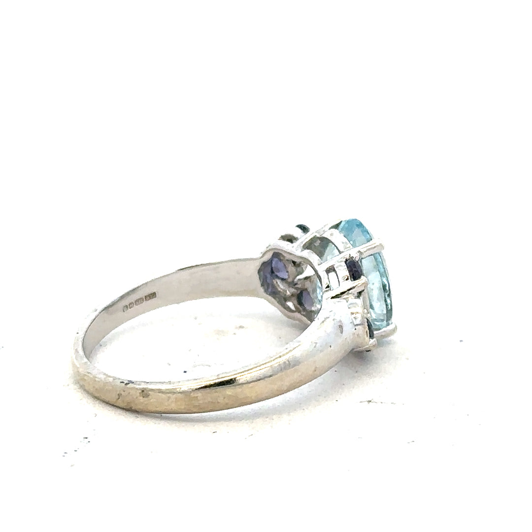 9ct white gold ring size N with a sleek, polished finish, showcasing a simple, elegant design.