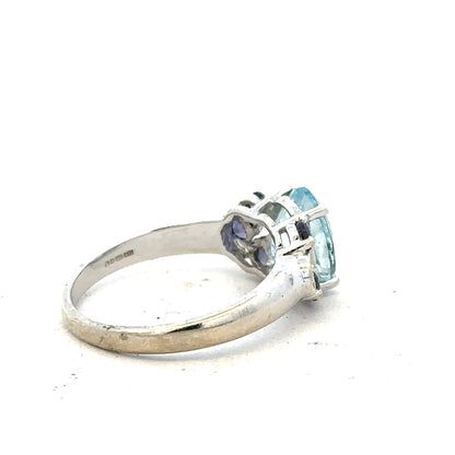 9ct white gold ring size N with a sleek, polished finish, showcasing a simple, elegant design.