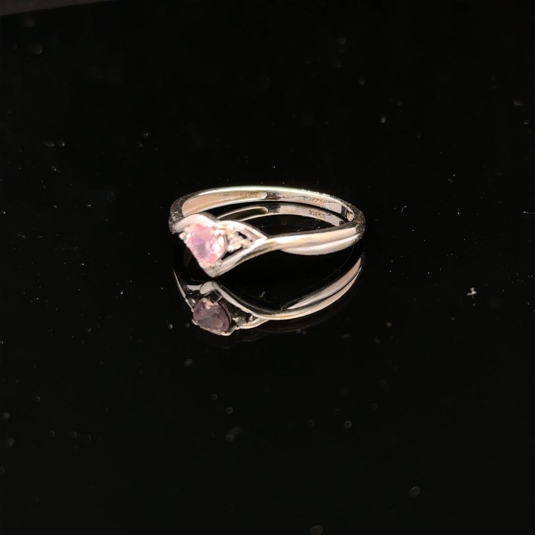 9ct white gold ring in size O, featuring a sleek, polished band with a simple, elegant design.