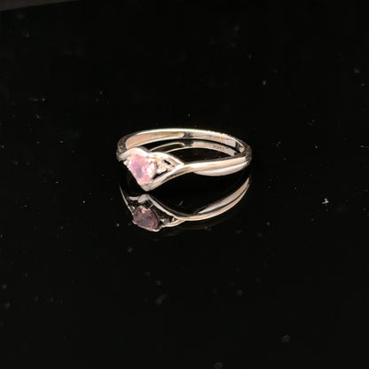 9ct white gold ring in size O, featuring a sleek, polished band with a simple, elegant design.