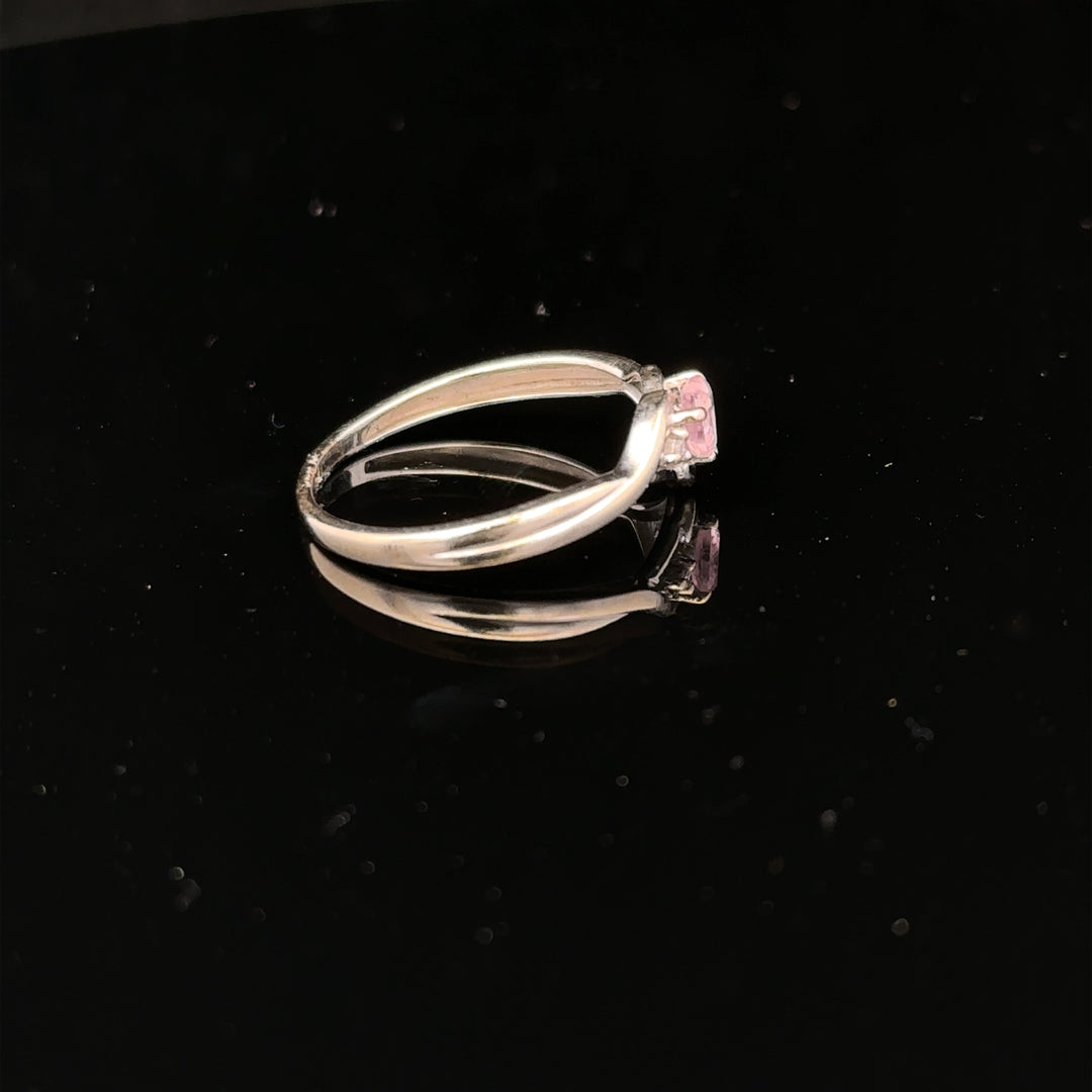 9ct white gold ring in size O with a sleek, polished finish, designed for elegant wear.