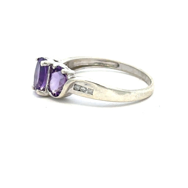 Unbranded 9ct white gold ring in size O1/2 with a smooth, polished finish, displayed on a neutral background.