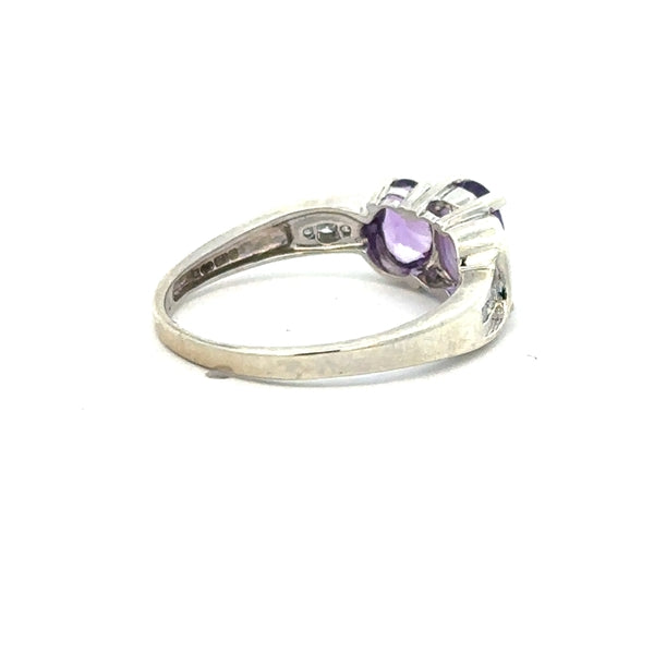 9ct white gold ring in size O1/2 with a smooth band, unbranded, shown on a plain background.