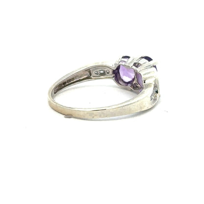 9ct white gold ring in size O1/2 with a smooth band, unbranded, shown on a plain background.