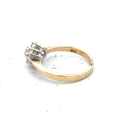 9ct yellow gold diamond ring with half-caret sparkling diamond, size N, featuring a classic design.