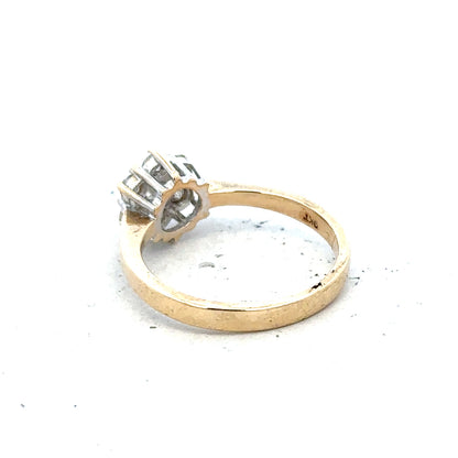 9ct yellow gold diamond ring with 1/2 carat center stone, size N, featuring a classic design and sparkling brilliance.