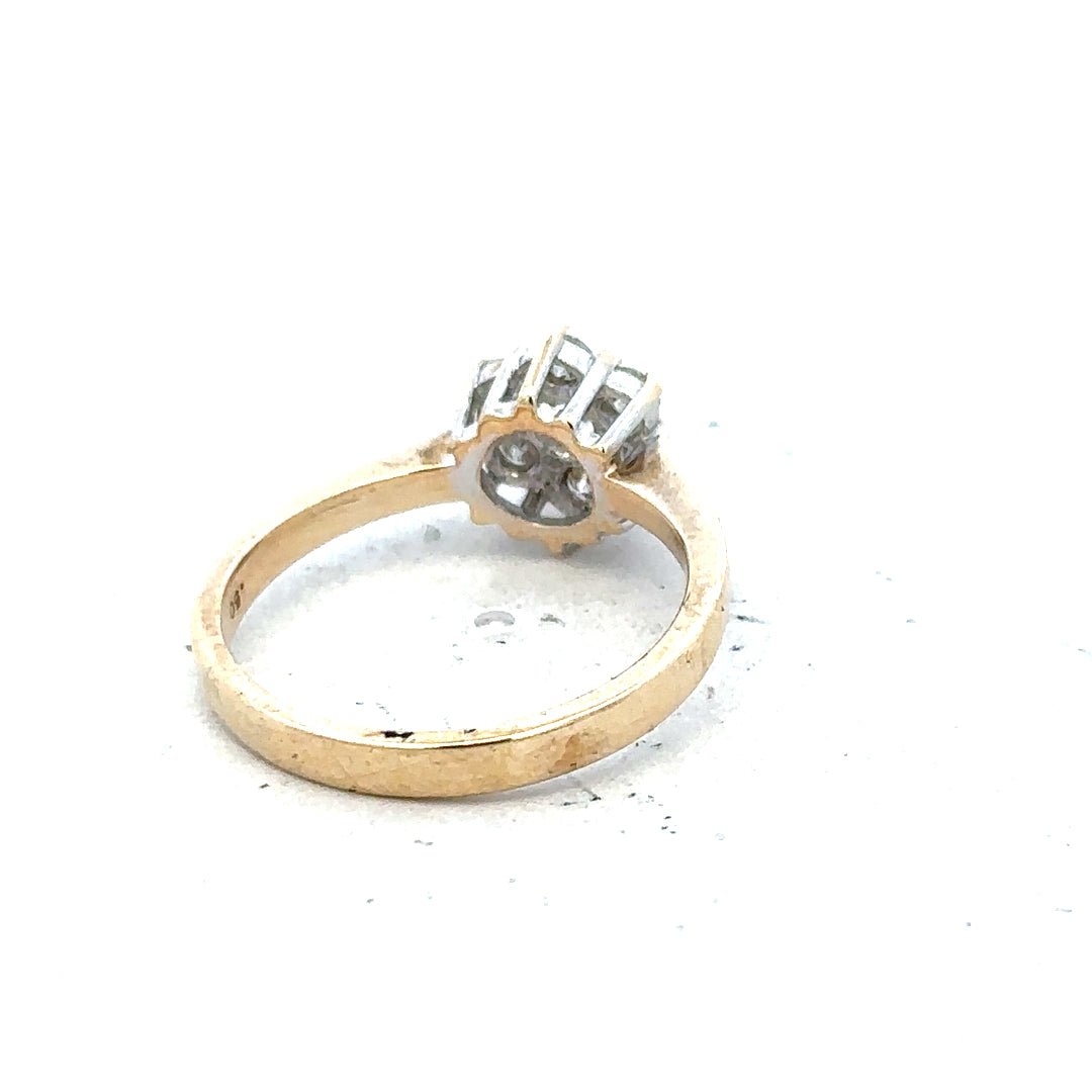 9ct yellow gold diamond ring with 1/2 carat total weight, size N, featuring a classic design and sparkling diamonds.