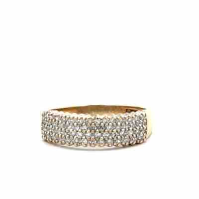 9ct yellow gold diamond ring with 1/3 carat solitaire, size O1/2, featuring a sparkling diamond setting.