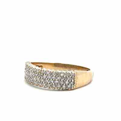 9ct yellow gold diamond ring with 1/3 carat center stone, size O 1/2, featuring a classic design and sparkling gemstone.