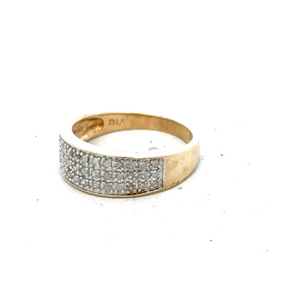 9ct yellow gold diamond ring with 1/4 carat total weight, size M, featuring a sparkling diamond setting.