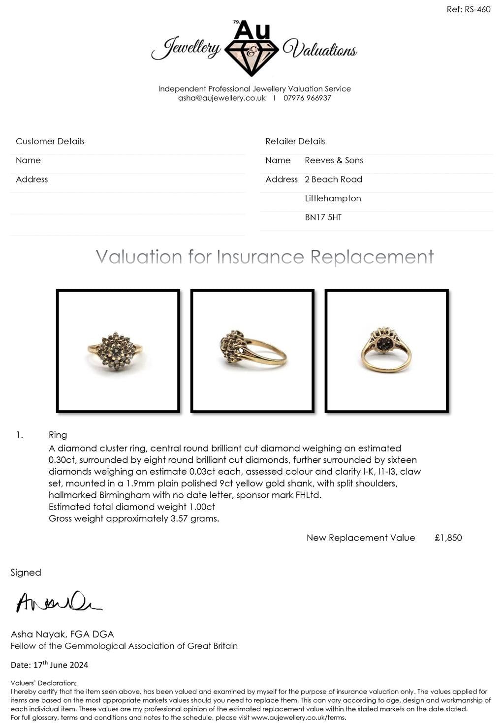 9ct yellow gold diamond cluster ring featuring a 1-carat diamond centerpiece and intricate band detailing.