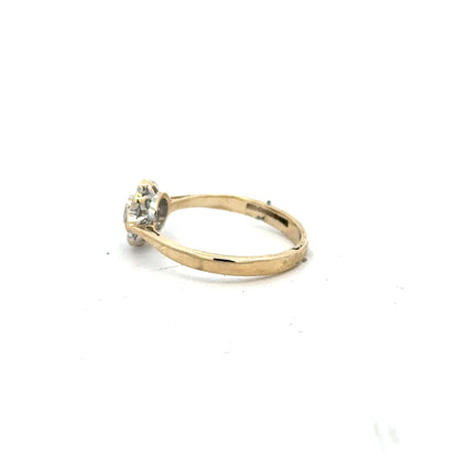 9ct yellow gold diamond ring with 25pts of diamonds in size L, showcasing a classic design with a yellow gold band.