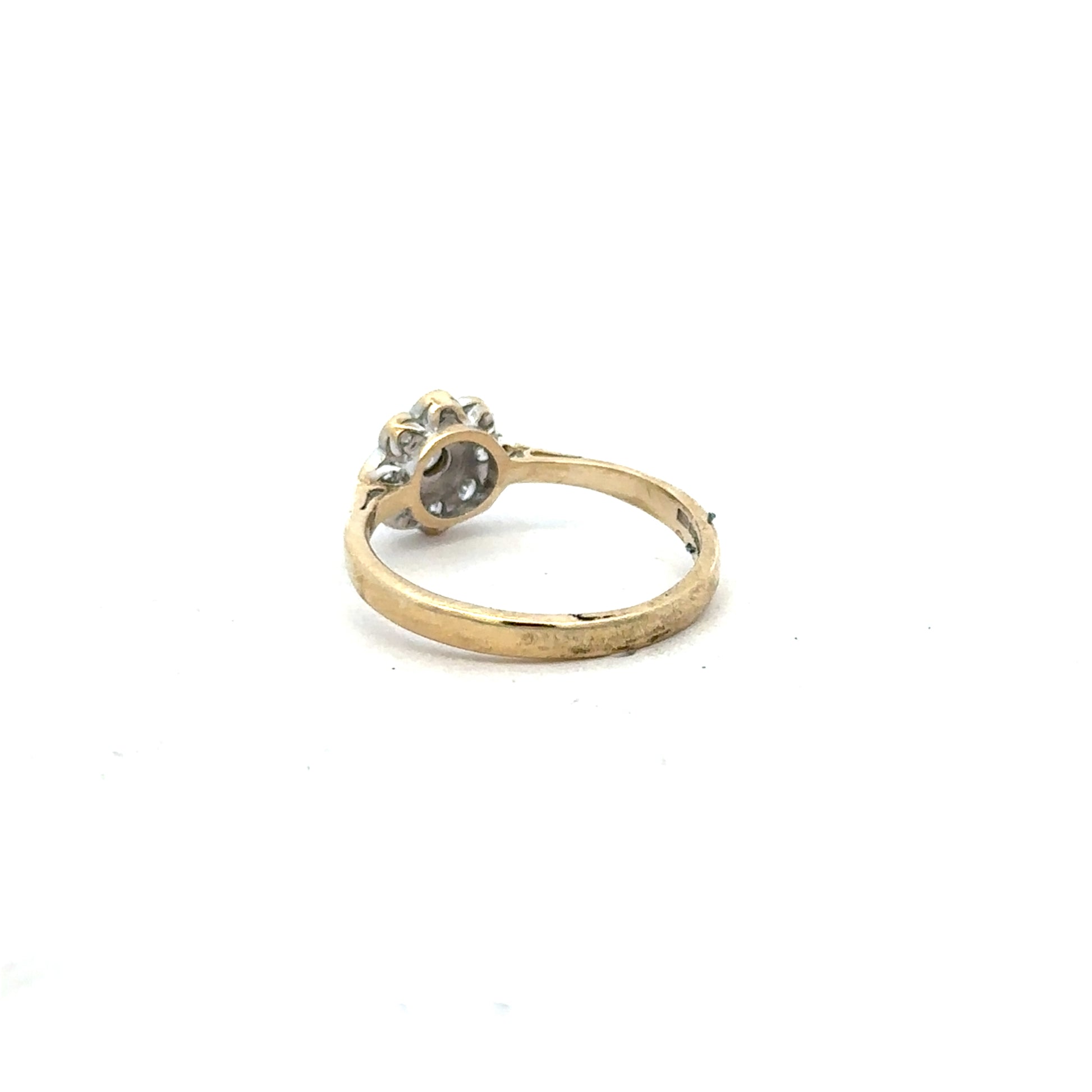 9ct yellow gold diamond ring with 25pts sparkling diamonds in size L, elegant unbranded jewelry piece.