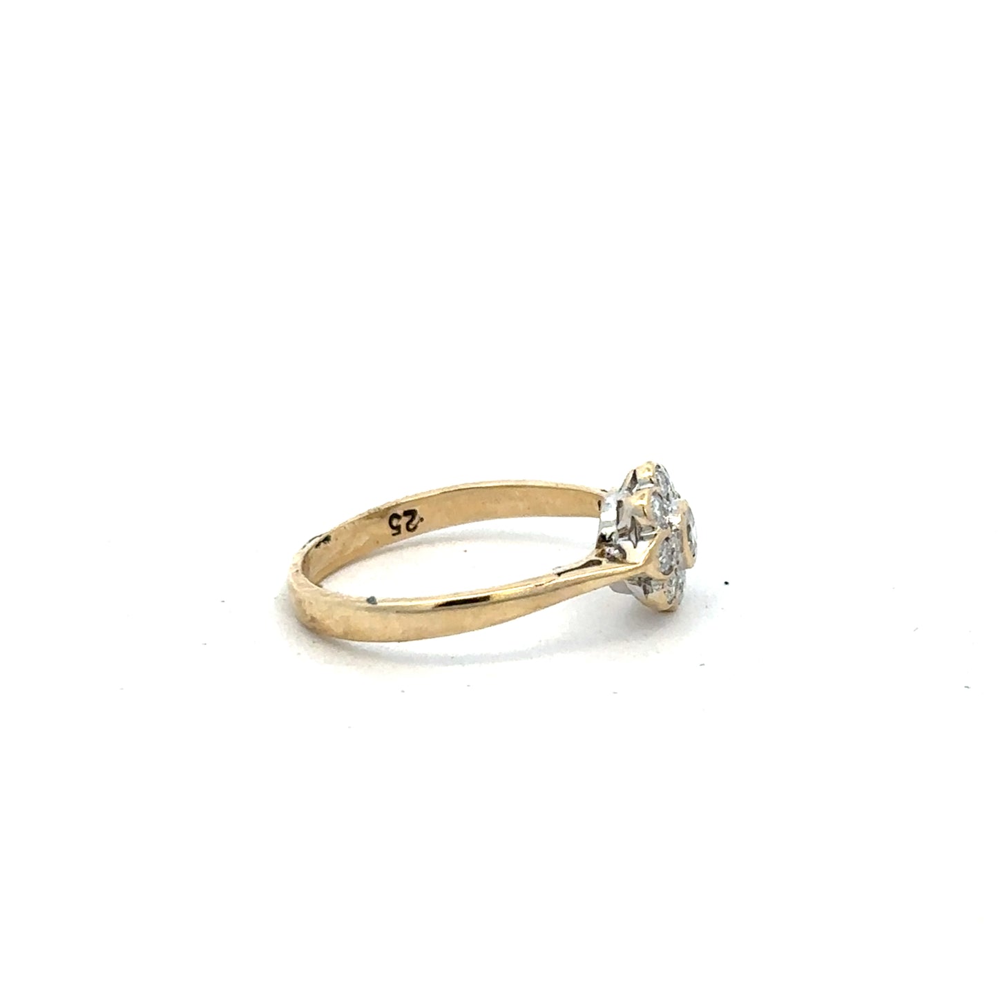 9ct yellow gold diamond ring with 25pts diamonds in size L, featuring a sleek unbranded design and elegant craftsmanship.