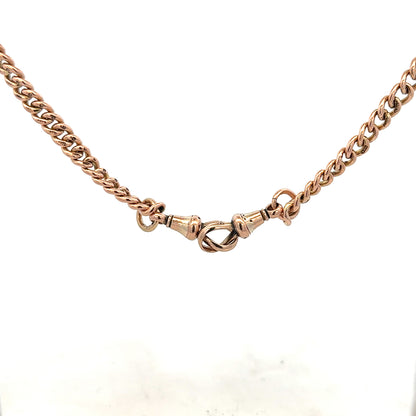 9ct yellow gold Albert chain with a polished finish, weighing 45.6g, featuring a classic design and secure clasp.