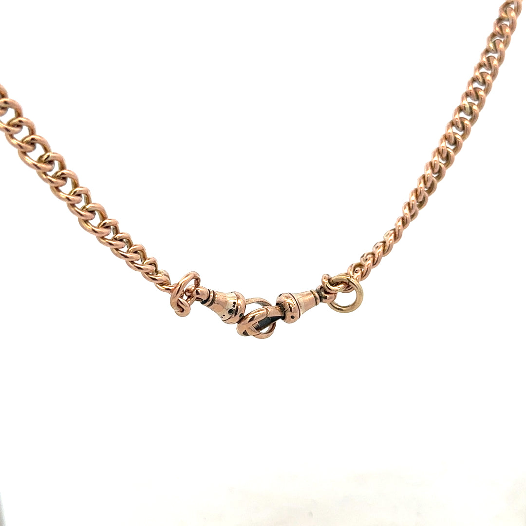 9ct yellow gold Albert chain with a detailed link design, weighing 45.6g, ideal for classic men's jewelry.