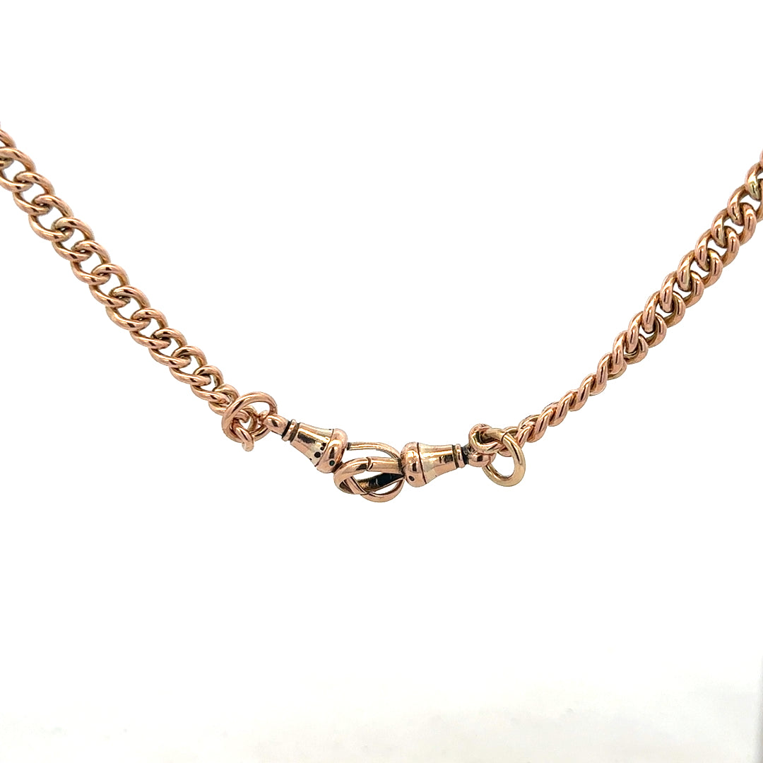 9ct yellow gold Albert chain with a 45.6g weight, featuring a classic design and secure clasp, ideal for men's jewelry.