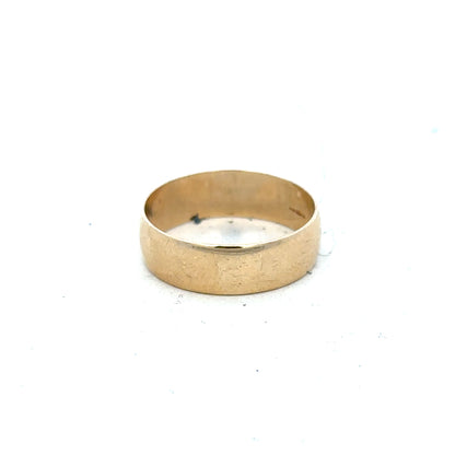 9ct yellow gold band ring in size Q1 with a smooth, polished finish, showcasing a classic and elegant jewelry design.