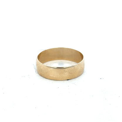 Yellow gold band ring in size Q1, unbranded 9ct gold ring with a smooth, polished finish.