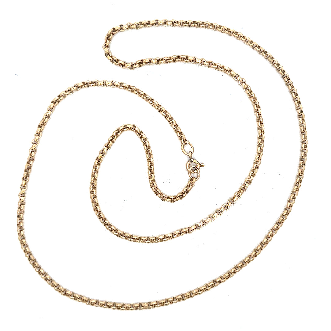 9ct yellow gold belcher chain, unbranded, with a 12.2g weight, showcasing the classic linked design and polished finish.