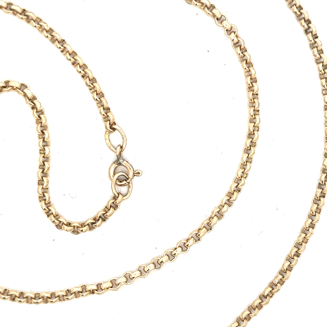 9ct yellow gold belcher chain, 12.2g, unbranded jewelry with classic linked design, shown on a plain background.