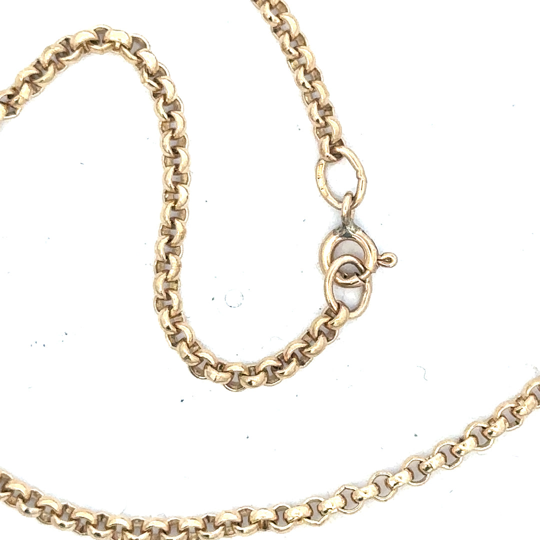 9ct yellow gold belcher chain, unbranded, 12.2g, featuring classic linked design and polished finish.