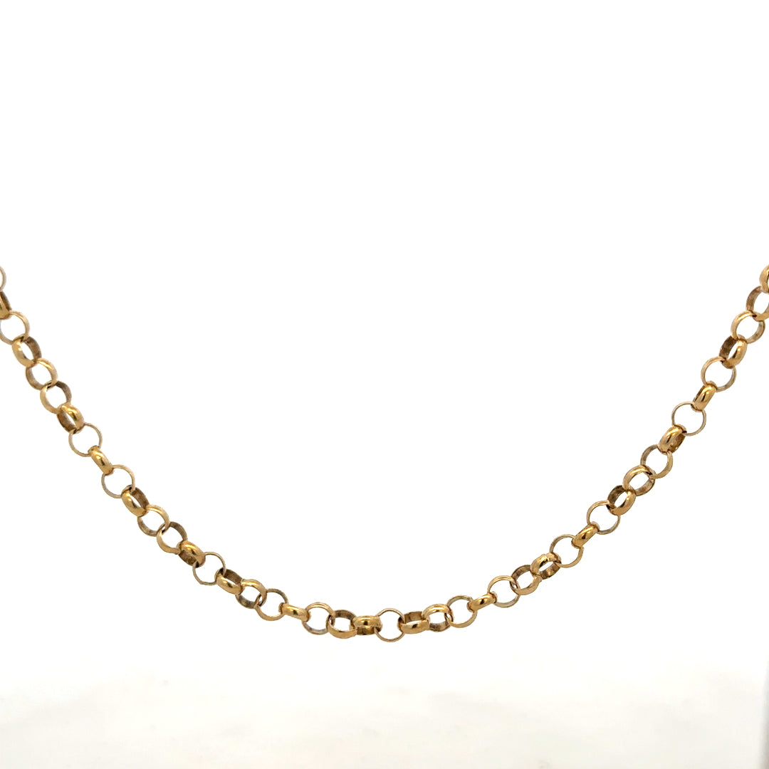 9ct yellow gold belcher chain with a 15g weight, showcasing its classic linked design and polished finish.