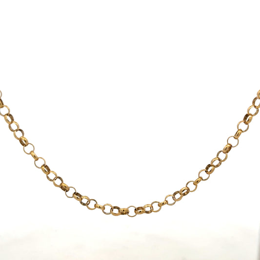 9ct yellow gold belcher chain with a 15g weight, showcasing its classic linked design and polished finish.
