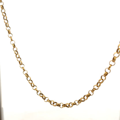 9ct yellow gold belcher chain, unbranded, with a 15g weight, showcasing a classic linked chain design.