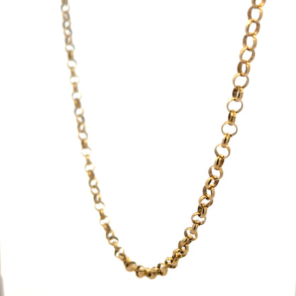 9ct yellow gold belcher chain, unbranded, with a 15g weight, showing the detailed link design and polished finish.