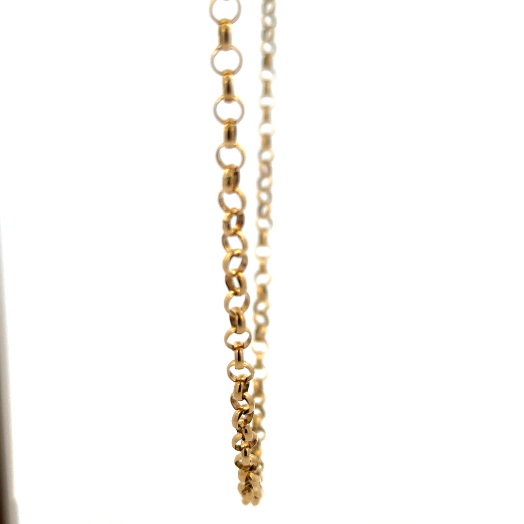 9ct yellow gold belcher chain, 15g, unbranded jewelry chain with classic link design, close-up shot.