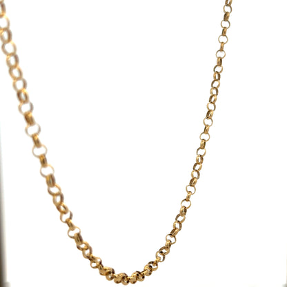 9ct yellow gold belcher chain featuring a classic link design, 15g, unbranded jewelry accessory.