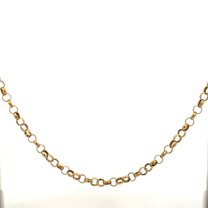 9ct yellow gold belcher chain with a 15g weight, showcasing a classic link design in a close-up view.