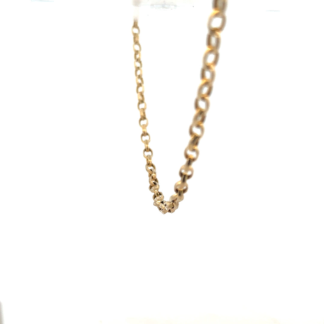 9ct yellow gold belcher chain with a sturdy link design, weighing 17.3g, pictured on a plain background.