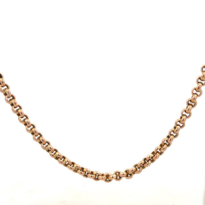 9ct yellow gold belcher chain, unbranded, with a 24.3g weight, showcasing a classic chain design and polished finish.