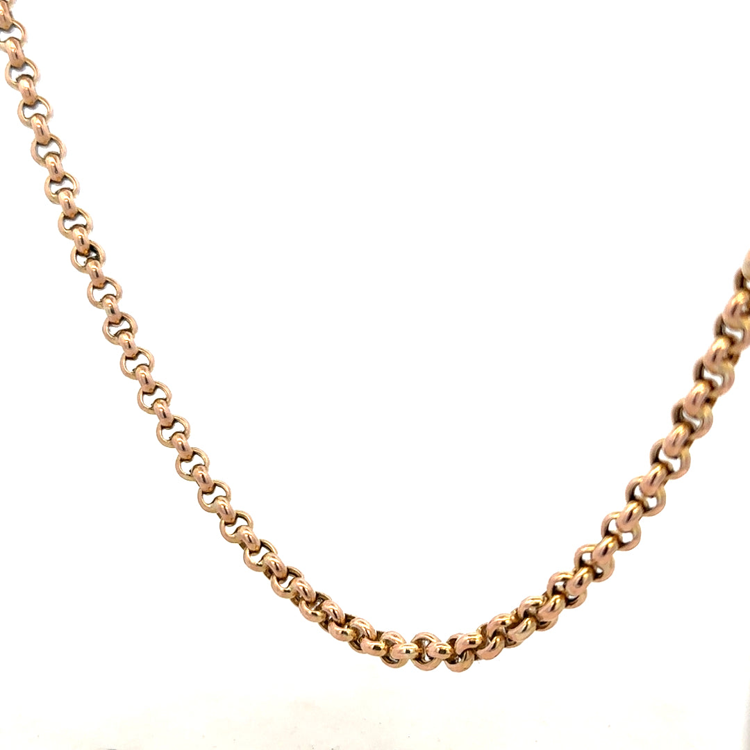 9ct yellow gold belcher chain, unbranded, with a sturdy link design, weighing 24.3 grams.