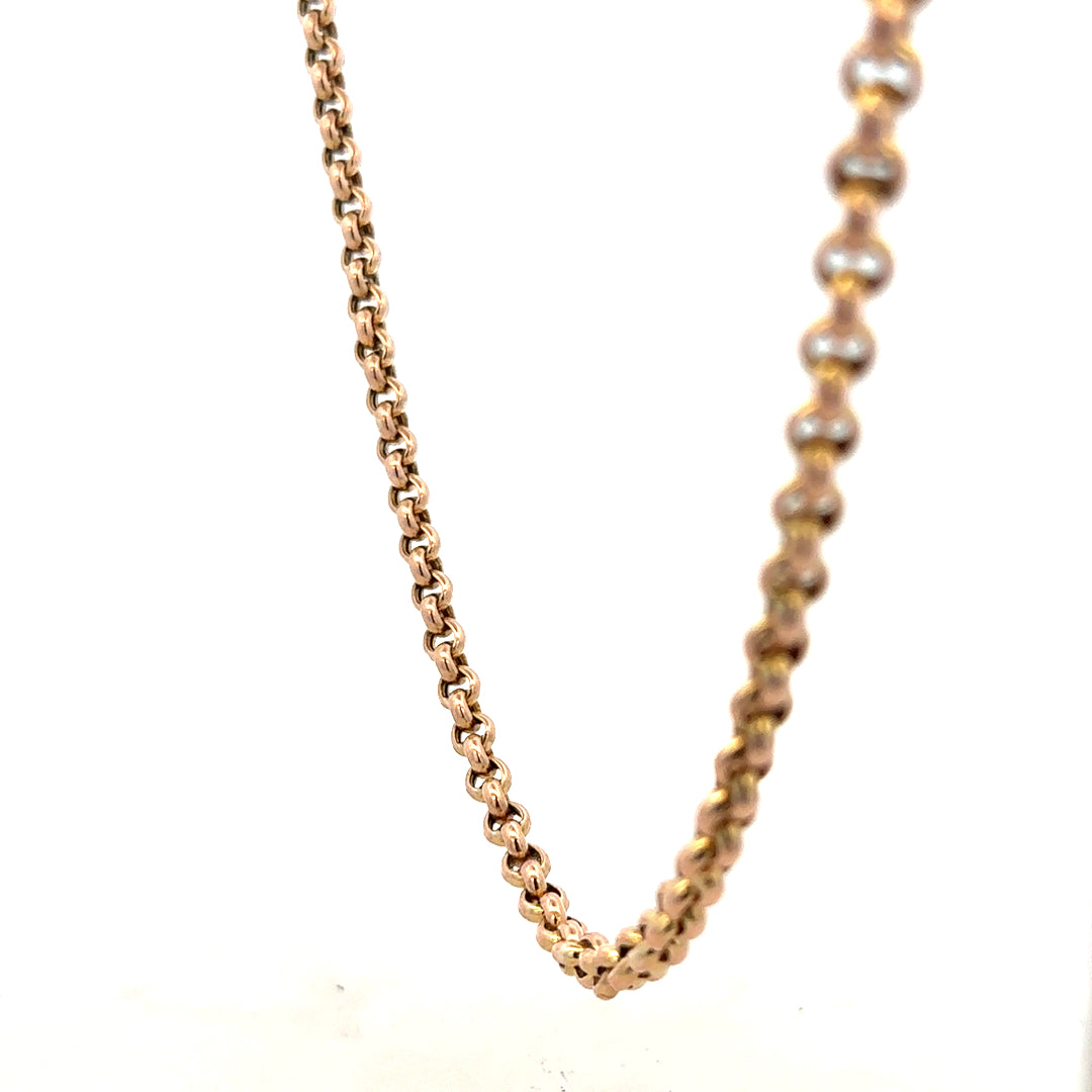 9ct yellow gold belcher chain weighing 24.3g, featuring classic linked design, unbranded jewelry chain for everyday wear