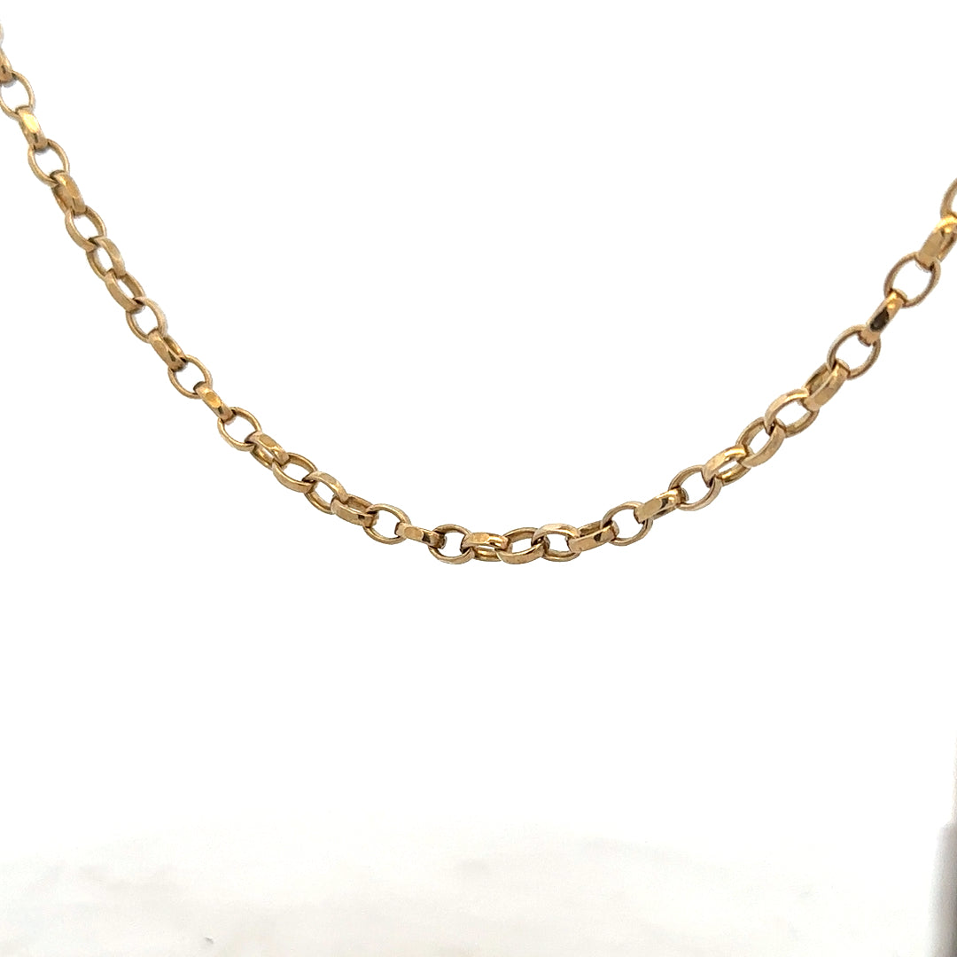 Unbranded 9ct yellow gold belcher chain with pendant, featuring a detailed gold pendant clasped to the chain.