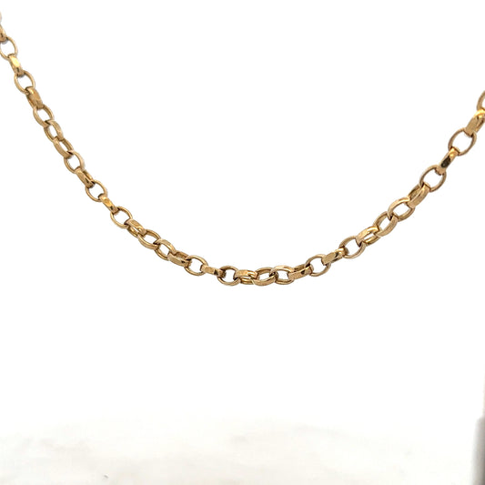 Unbranded 9ct yellow gold belcher chain with pendant, featuring a detailed gold pendant clasped to the chain.