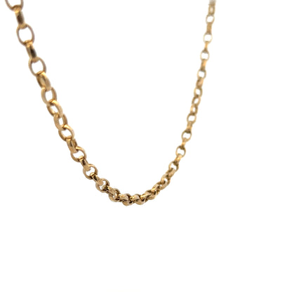 9ct yellow gold belcher chain with pendant, unbranded, featuring a detailed gold design and secure clasp.