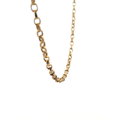 Unbranded 9ct yellow gold belcher chain pendant, 28g, featuring a classic design with a polished finish.