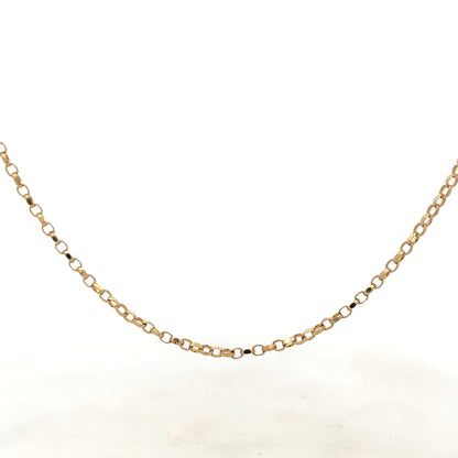 9ct yellow gold belcher chain weighing 5.2g, unbranded jewelry chain with classic link design, shown on a plain background.