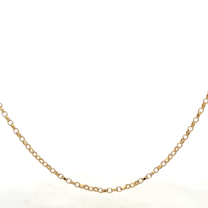 9ct yellow gold belcher chain weighing 5.2g, unbranded jewelry chain with rounded links, shown on a plain background.