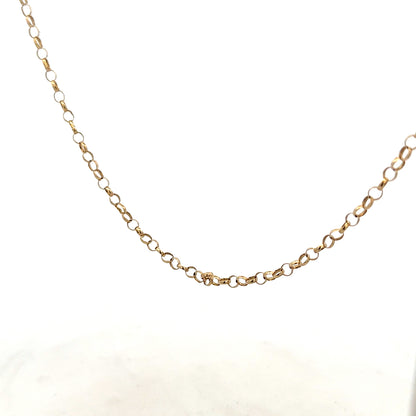 9ct yellow gold belcher chain weighing 5.2g, unbranded, with a classic linked design, shown in a close-up image.