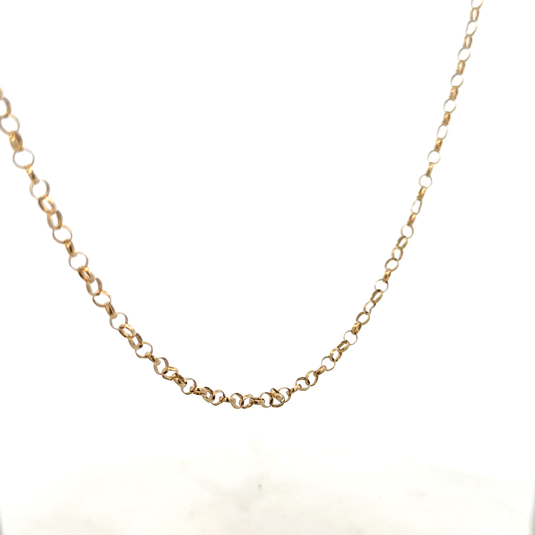 9ct yellow gold belcher chain with a classic link design, weighing 5.2 grams, shown in a close-up image.