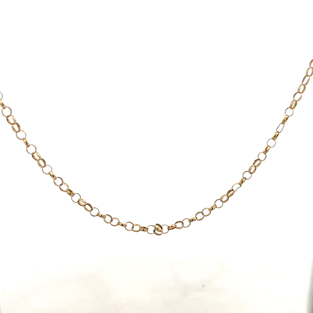 9ct yellow gold belcher chain, unbranded, showing the classic link pattern and a polished finish, weight 5.2g.