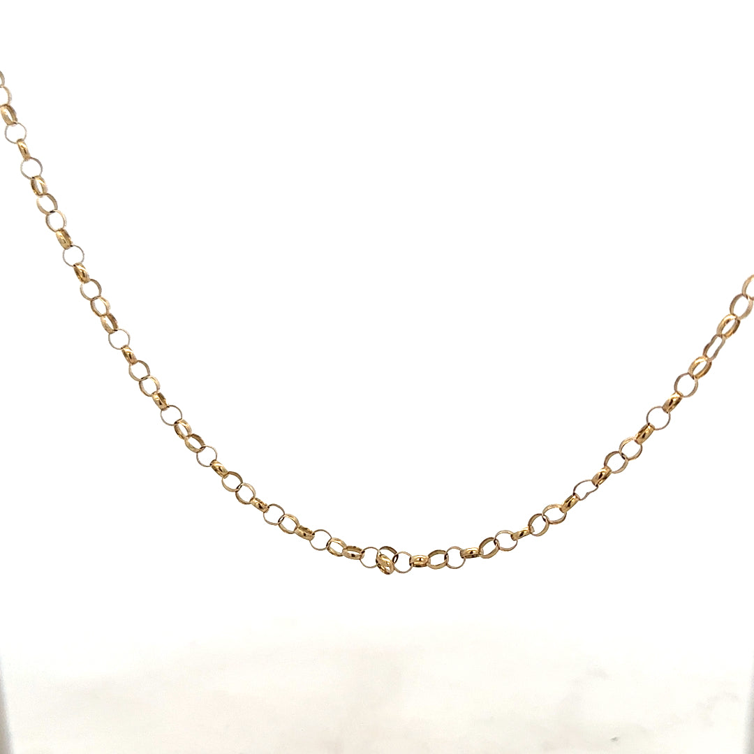 9ct yellow gold belcher chain weighing 5.2g, featuring classic linked design, unbranded jewelry chain for men and women