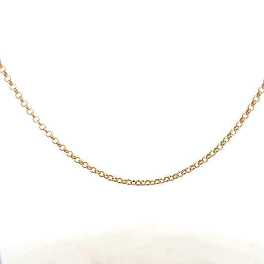 9ct yellow gold belcher chain, 5.2g, unbranded, with classic linked design, shown in a close-up image.