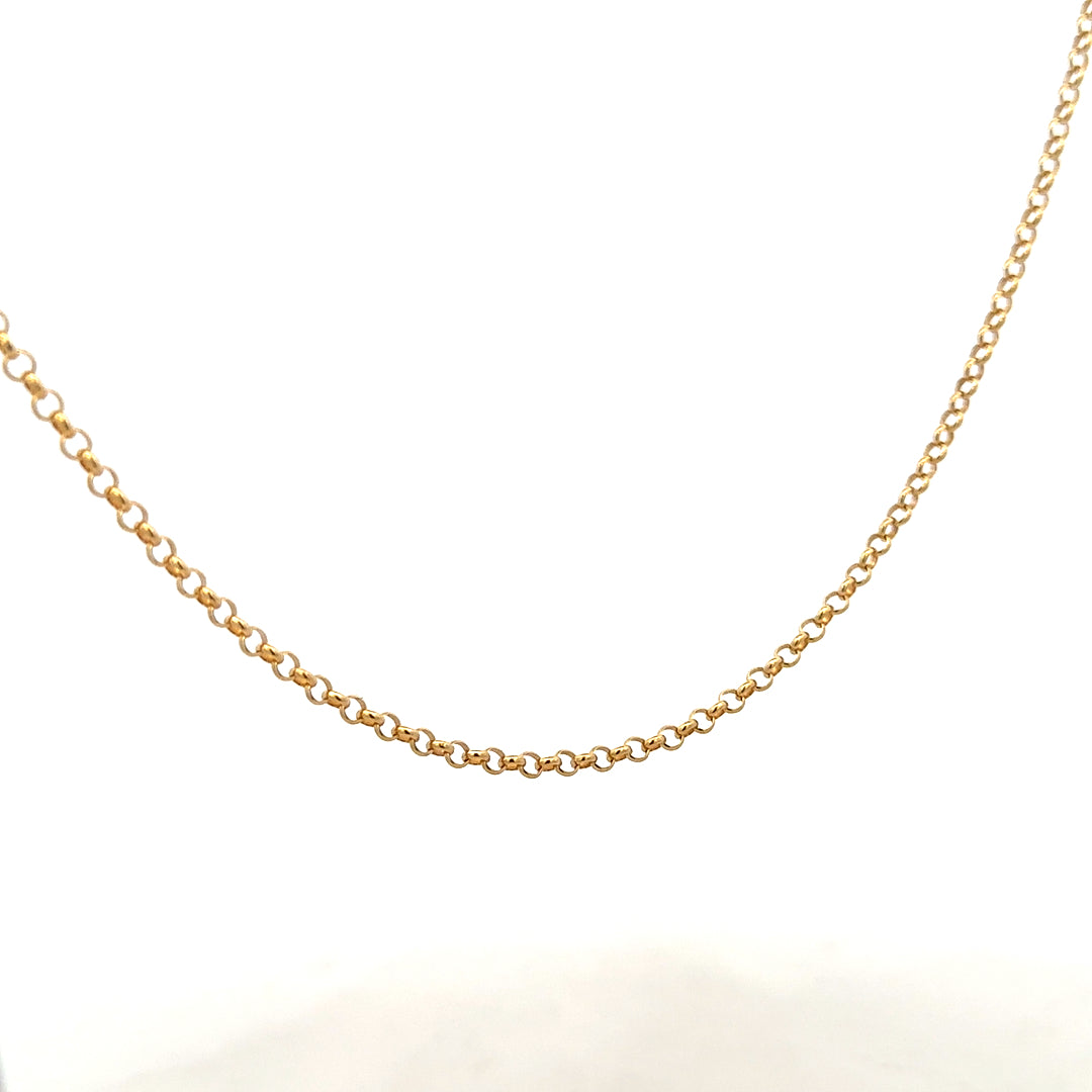 9ct yellow gold belcher chain with a 5.2g weight, showcasing the classic linked design in a close-up image.