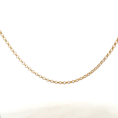 9ct yellow gold belcher chain, unbranded, weighing 5.2g, featuring classic linked design, shown in a close-up image.